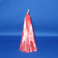 obelisk paraffine kaars Ø76mm x 174mm, rood met witte marmerwas