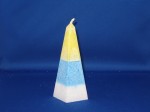 obelisk stearine kaars Ø76mm x 174mm, geel, blauw en wit
